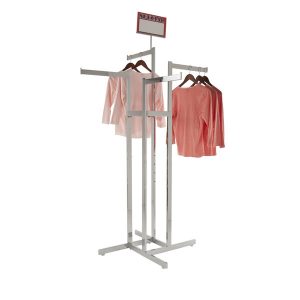 4 Way Clothing Display Rack For Garment Shop