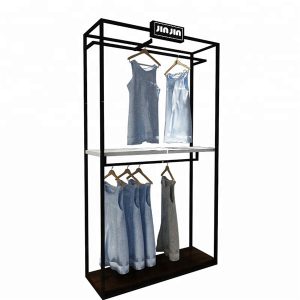 Clothes Store Display Rack Shelf With Logo Panel
