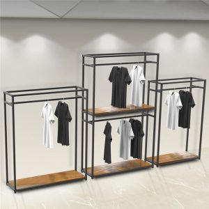 Luxurious Clothes Store Wood Gondola Display Shelf