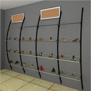 Shopping Mall Boutique Shoes Metal Display Stand With Shelf