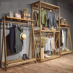 Wooden Clothing Stores Display Stand For Shop